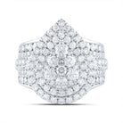 14K White Gold Diamond Pear Double Halo Fashion Bridal Ring 3 Cttw - Splendid Jewellery