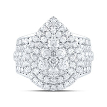 Load image into Gallery viewer, 14K White Gold Diamond Pear Double Halo Fashion Bridal Ring 3 Cttw - Splendid Jewellery