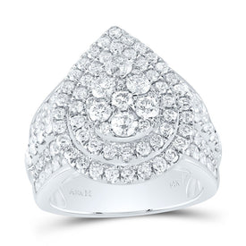 14K White Gold Diamond Pear Double Halo Fashion Bridal Ring 3 Cttw - Splendid Jewellery