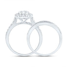 14K White Gold Diamond Pear Double Halo Fashion Bridal Set 1 Cttw - Splendid Jewellery
