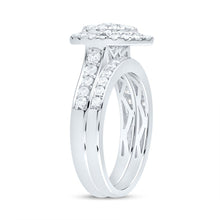 Load image into Gallery viewer, 14K White Gold Diamond Pear Double Halo Fashion Bridal Set 1 Cttw - Splendid Jewellery