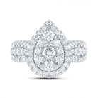 14K White Gold Diamond Pear Single Halo Bridal Ring 1 1/2 Cttw - Splendid Jewellery