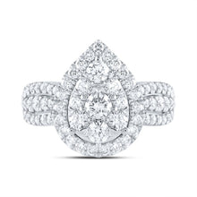 Load image into Gallery viewer, 14K White Gold Diamond Pear Single Halo Bridal Ring 1 1/2 Cttw - Splendid Jewellery