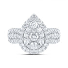14K White Gold Diamond Pear Single Halo Bridal Ring 1 1/2 Cttw - Splendid Jewellery