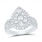 14K White Gold Diamond Pear Single Halo Bridal Ring 1 1/2 Cttw - Splendid Jewellery