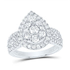 14K White Gold Diamond Pear Single Halo Bridal Ring 1 1/2 Cttw - Splendid Jewellery