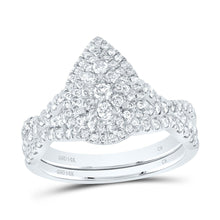 Load image into Gallery viewer, 14K White Gold Diamond Pear Single Halo Bridal Set 1 Cttw - Splendid Jewellery