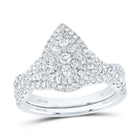 14K White Gold Diamond Pear Single Halo Bridal Set 1 Cttw - Splendid Jewellery