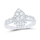 14K White Gold Diamond Pear Single Halo Bridal Set 1/2 Cttw - Splendid Jewellery