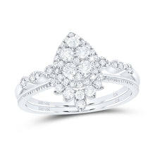 Load image into Gallery viewer, 14K White Gold Diamond Pear Single Halo Bridal Set 1/2 Cttw - Splendid Jewellery