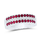 14K White Gold Diamond Ruby Gemstone Band 1/10 Cttw - Splendid Jewellery