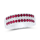 14K White Gold Diamond Ruby Gemstone Band 1/10 Cttw - Splendid Jewellery