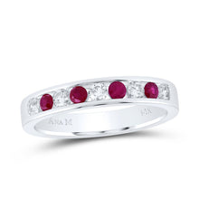 Load image into Gallery viewer, 14K White Gold Diamond Ruby Gemstone Band 1/4 Cttw - Splendid Jewellery