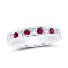 14K White Gold Diamond Ruby Gemstone Band 1/4 Cttw - Splendid Jewellery