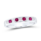 14K White Gold Diamond Ruby Gemstone Band 1/5 Cttw - Splendid Jewellery