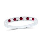 14K White Gold Diamond Ruby Gemstone Band 1/8 Cttw - Splendid Jewellery
