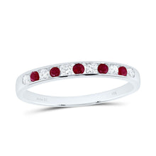 Load image into Gallery viewer, 14K White Gold Diamond Ruby Gemstone Band 1/8 Cttw - Splendid Jewellery