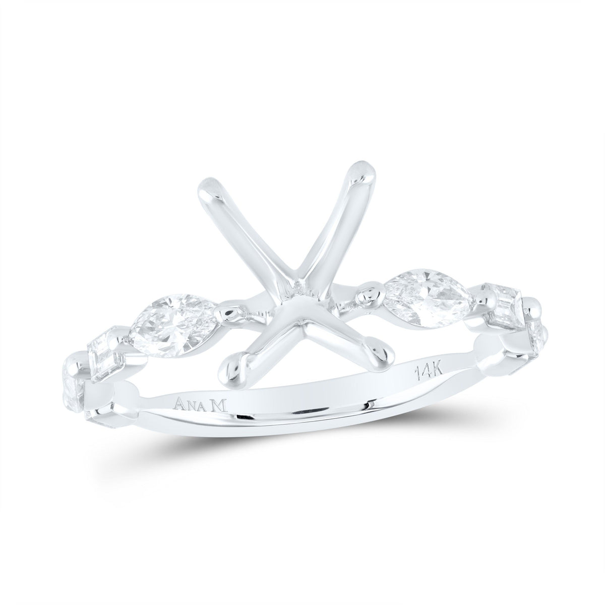 14K White Gold Diamond Semi Mount Bridal Ring 3/4 Cttw - Splendid Jewellery
