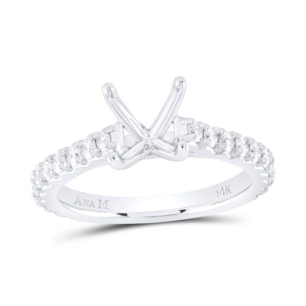 14K White Gold Diamond Semi Mount Engagement Ring 5/8 Cttw - Splendid Jewellery