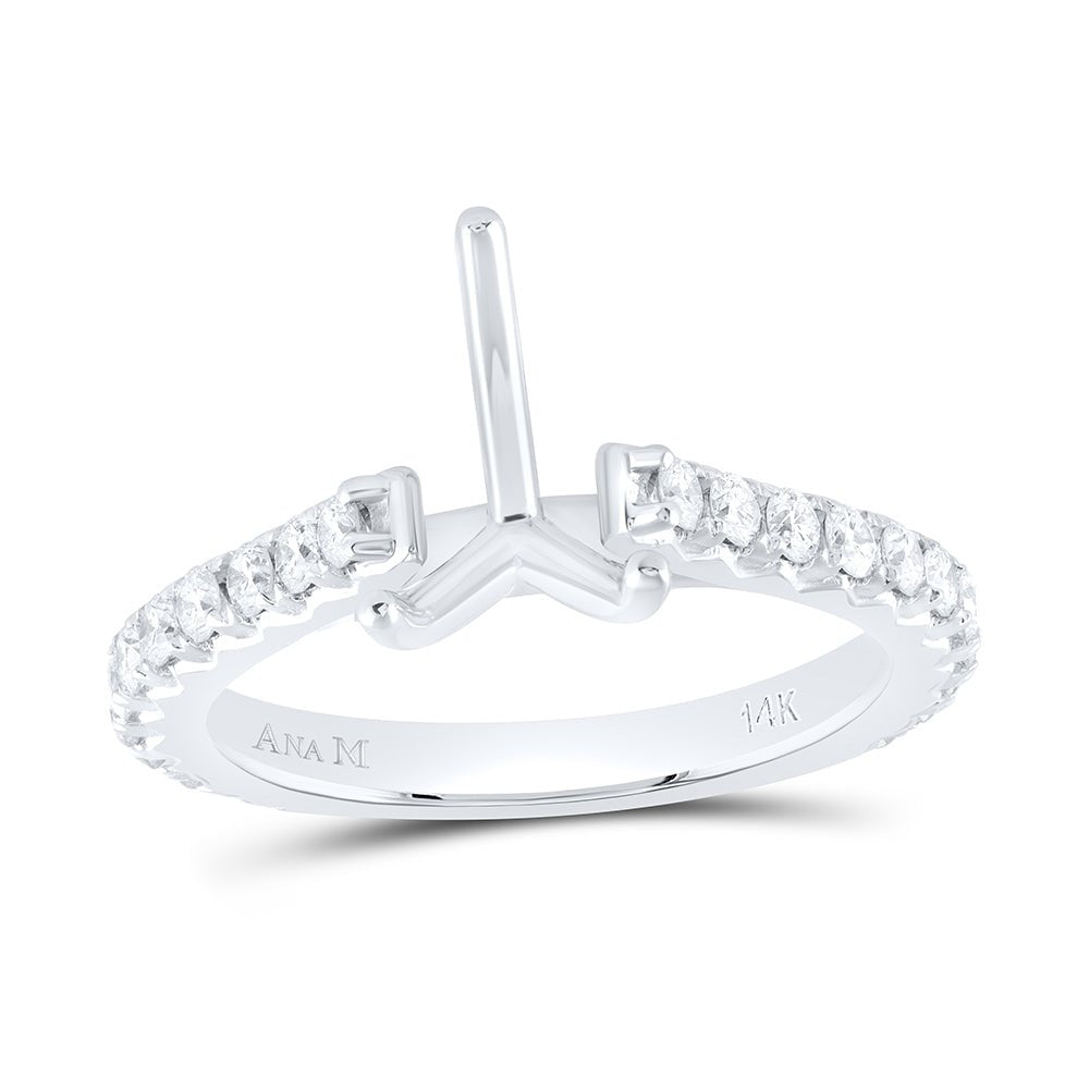 14K White Gold Diamond Semi Mount No Halo Bridal Ring 5/8 Cttw - Splendid Jewellery
