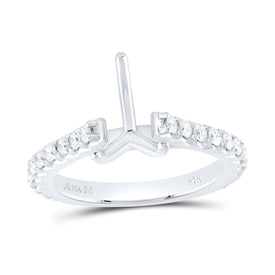 14K White Gold Diamond Semi Mount No Halo Bridal Ring 5/8 Cttw - Splendid Jewellery