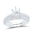 14K White Gold Diamond Semi Mount No Halo Bridal Set 7/8 Cttw - Splendid Jewellery