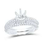 14K White Gold Diamond Semi Mount No Halo Bridal Set 7/8 Cttw - Splendid Jewellery