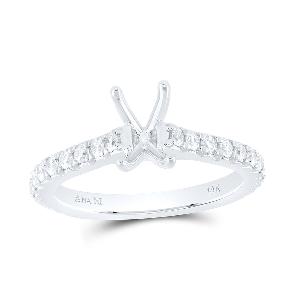 14K White Gold Diamond Semi Mount No Halo Eng Ring 5/8 Cttw - Splendid Jewellery