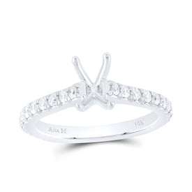 14K White Gold Diamond Semi Mount No Halo Eng Ring 5/8 Cttw - Splendid Jewellery