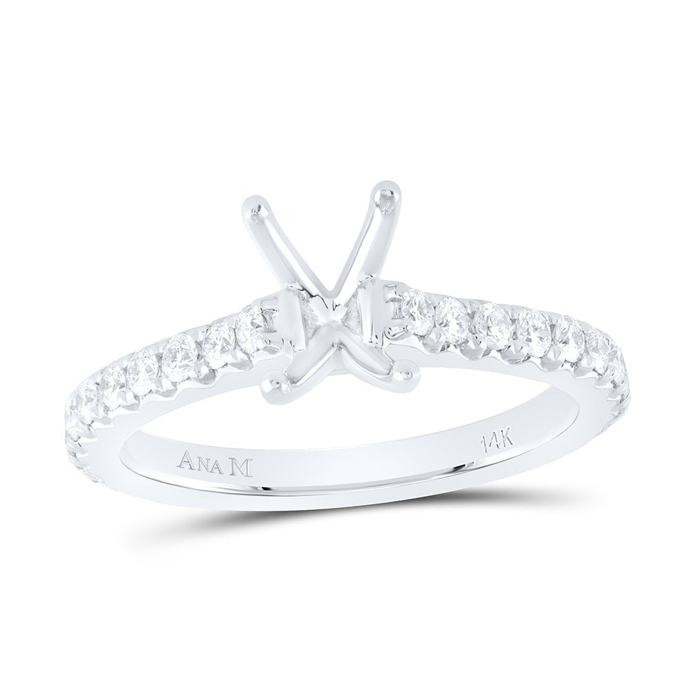 14K White Gold Diamond Semi Mount No Halo Eng Ring 5/8 Cttw - Splendid Jewellery
