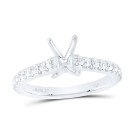 14K White Gold Diamond Semi Mount No Halo Eng Ring 5/8 Cttw - Splendid Jewellery