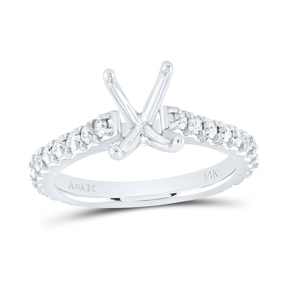 14K White Gold Diamond Semi Mount No Halo Engagement Ring 5/8 Cttw - Splendid Jewellery