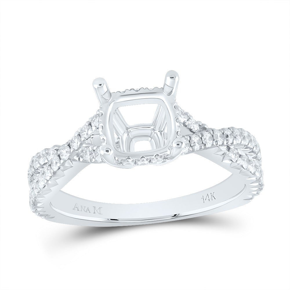 14K White Gold Diamond Semi Mount No Halo Engagement Ring 5/8 Cttw - Splendid Jewellery