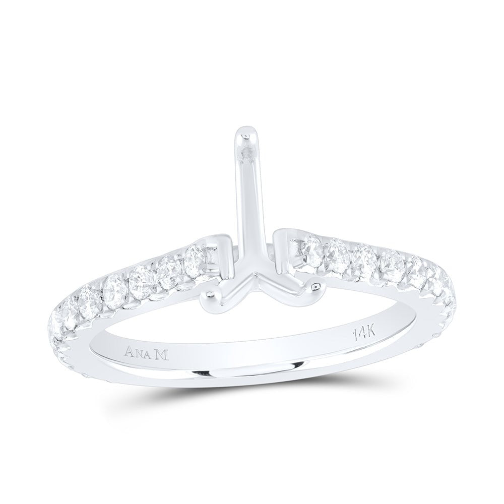 14K White Gold Diamond Semi Mount No Halo Engagement Ring 5/8 Cttw - Splendid Jewellery