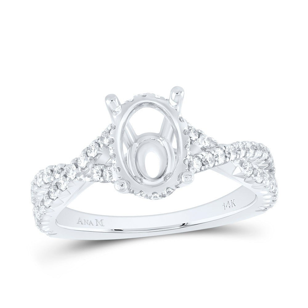 14K White Gold Diamond Semi Mount No Halo Engagement Ring 5/8 Cttw - Splendid Jewellery
