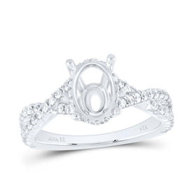 14K White Gold Diamond Semi Mount No Halo Engagement Ring 5/8 Cttw - Splendid Jewellery