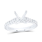 14K White Gold Diamond Semi Mount No Halo Engagement Ring 5/8 Cttw - Splendid Jewellery