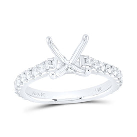 14K White Gold Diamond Semi Mount No Halo Engagement Ring 5/8 Cttw - Splendid Jewellery