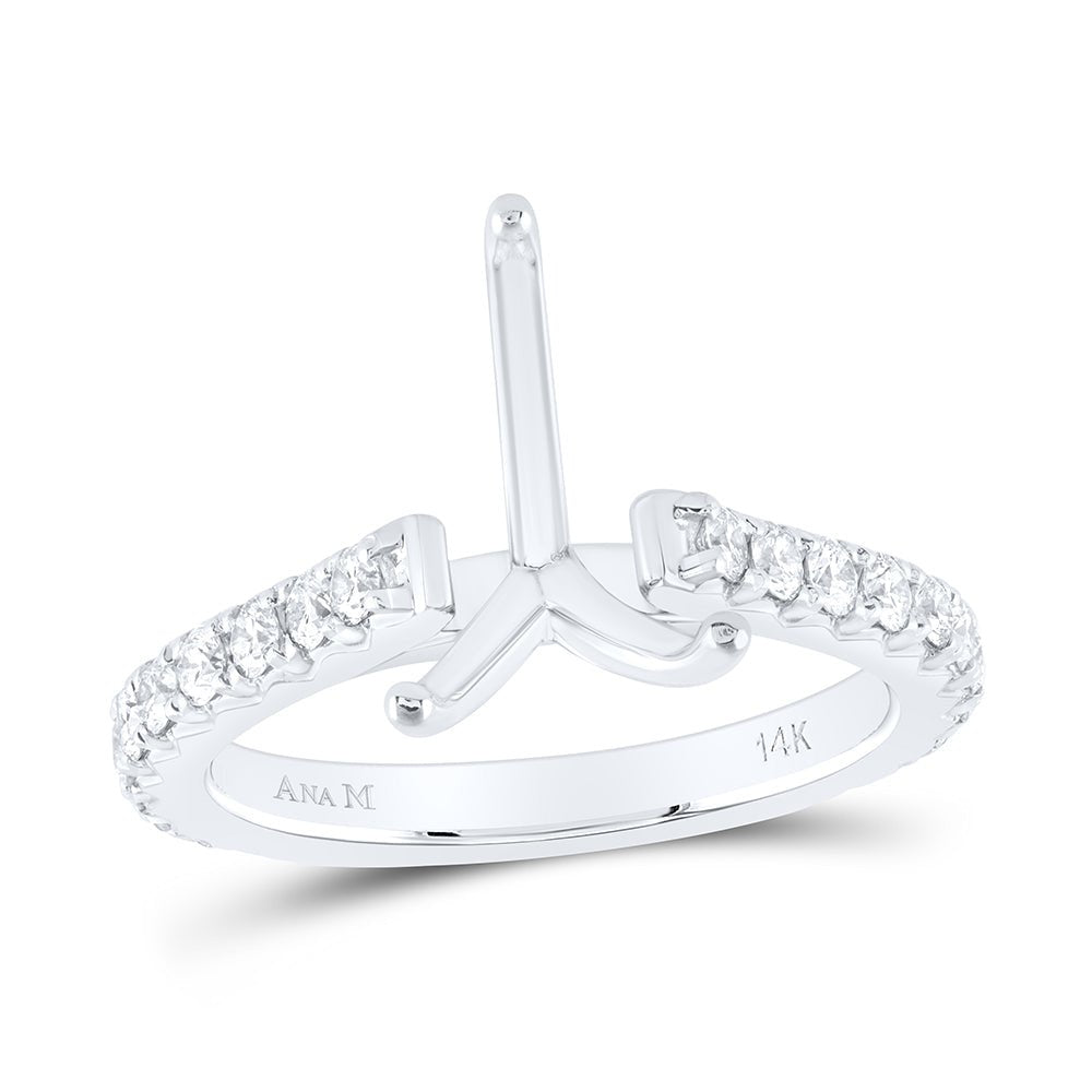 14K White Gold Diamond Semi Mount No Halo Engagement Ring 5/8 Cttw - Splendid Jewellery