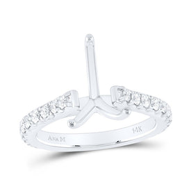 14K White Gold Diamond Semi Mount No Halo Engagement Ring 5/8 Cttw - Splendid Jewellery