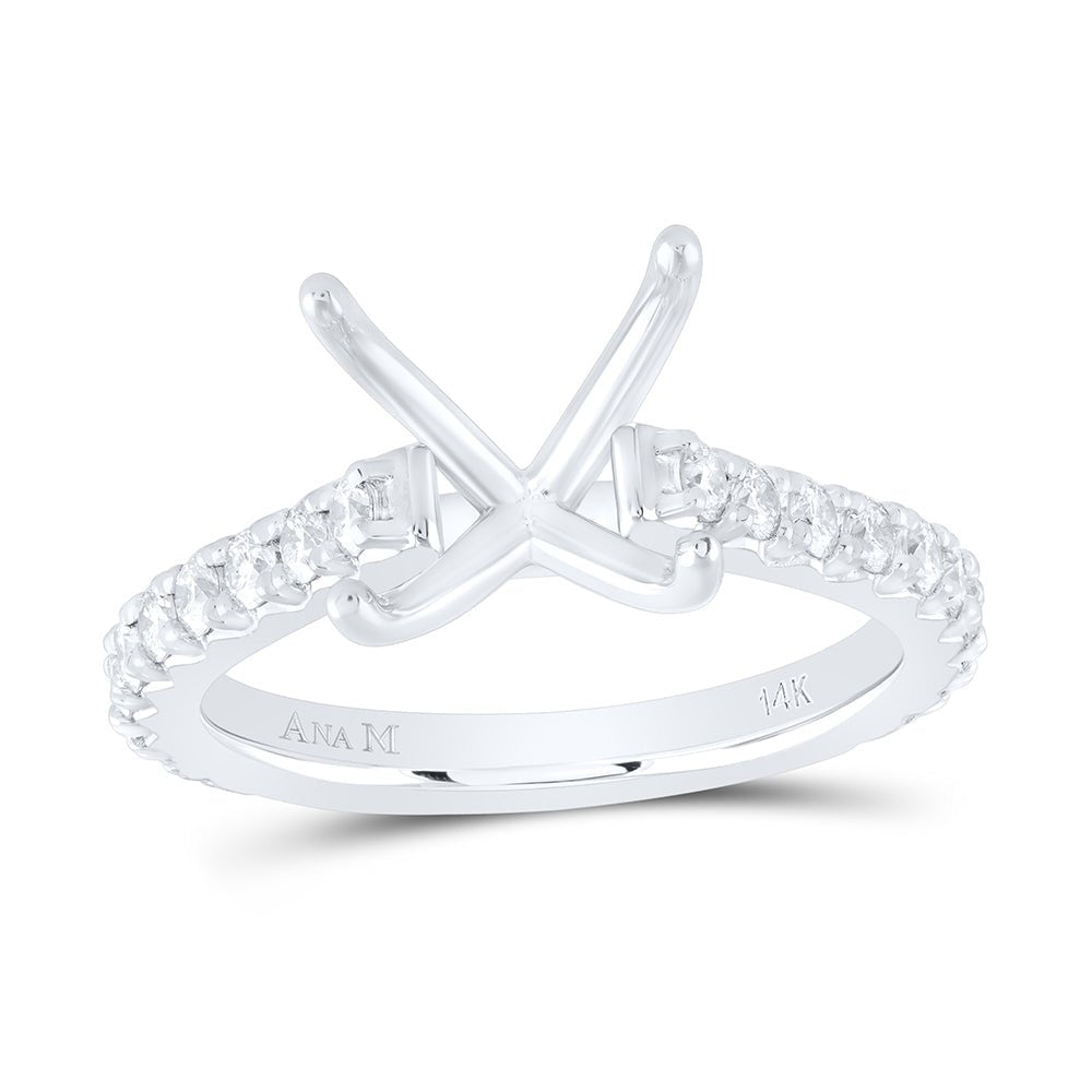 14K White Gold Diamond Semi Mount No Halo Engagement Ring 5/8 Cttw - Splendid Jewellery