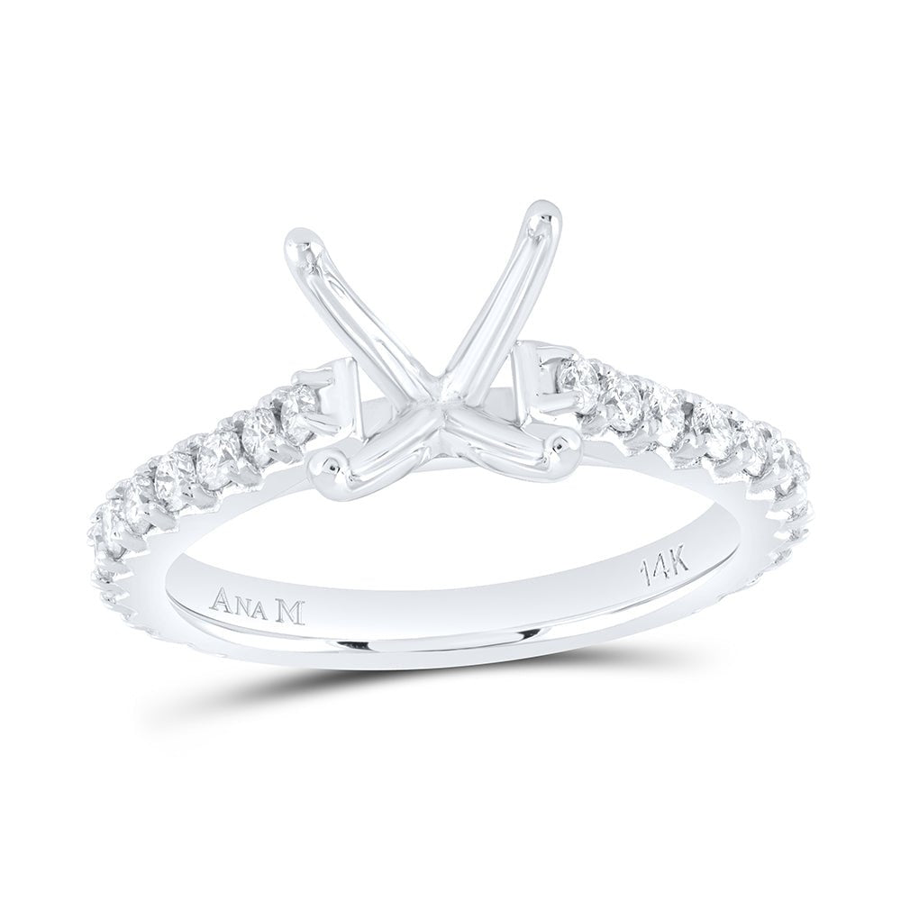 14K White Gold Diamond Semi Mount No Halo Engagement Ring 5/8 Cttw - Splendid Jewellery