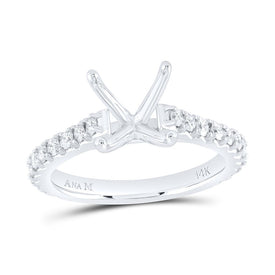 14K White Gold Diamond Semi Mount No Halo Engagement Ring 5/8 Cttw - Splendid Jewellery