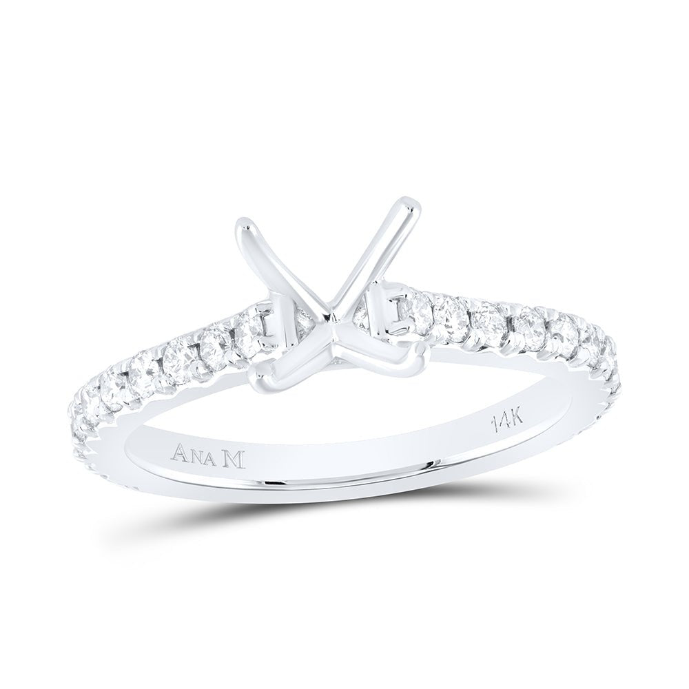 14K White Gold Diamond Semi Mount No Halo Engagement Ring 5/8 Cttw - Splendid Jewellery