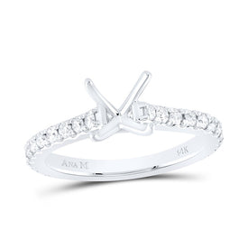 14K White Gold Diamond Semi Mount No Halo Engagement Ring 5/8 Cttw - Splendid Jewellery
