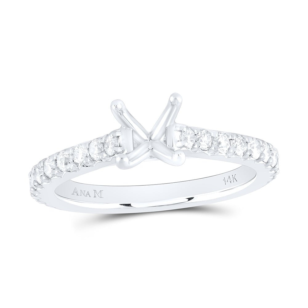 14K White Gold Diamond Semi Mount No Halo Engagement Ring 5/8 Cttw - Splendid Jewellery
