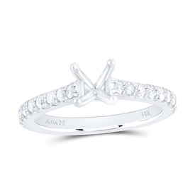 14K White Gold Diamond Semi Mount No Halo Engagement Ring 5/8 Cttw - Splendid Jewellery