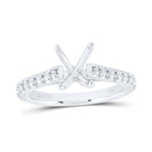 14K White Gold Diamond Semi Mount No Halo Engagement Ring 5/8 Cttw - Splendid Jewellery