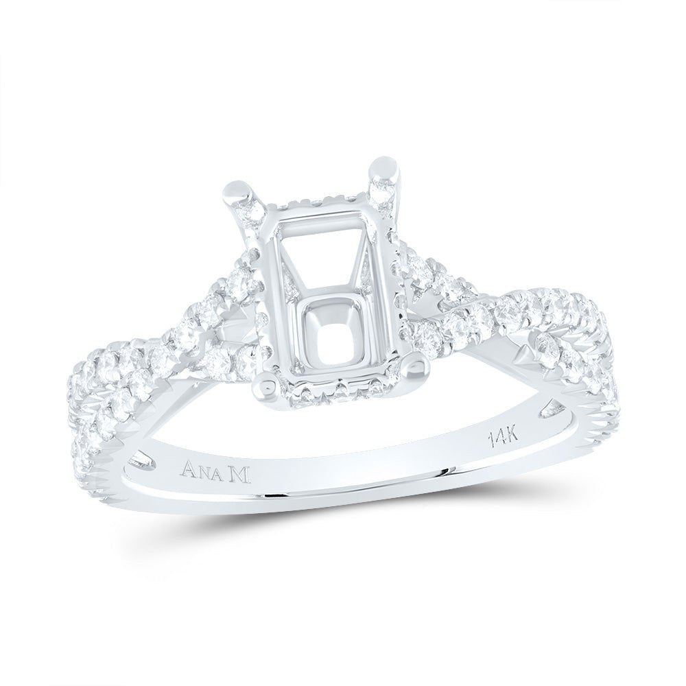 14K White Gold Diamond Semi Mount No Halo Engagement Ring 5/8 Cttw - Splendid Jewellery