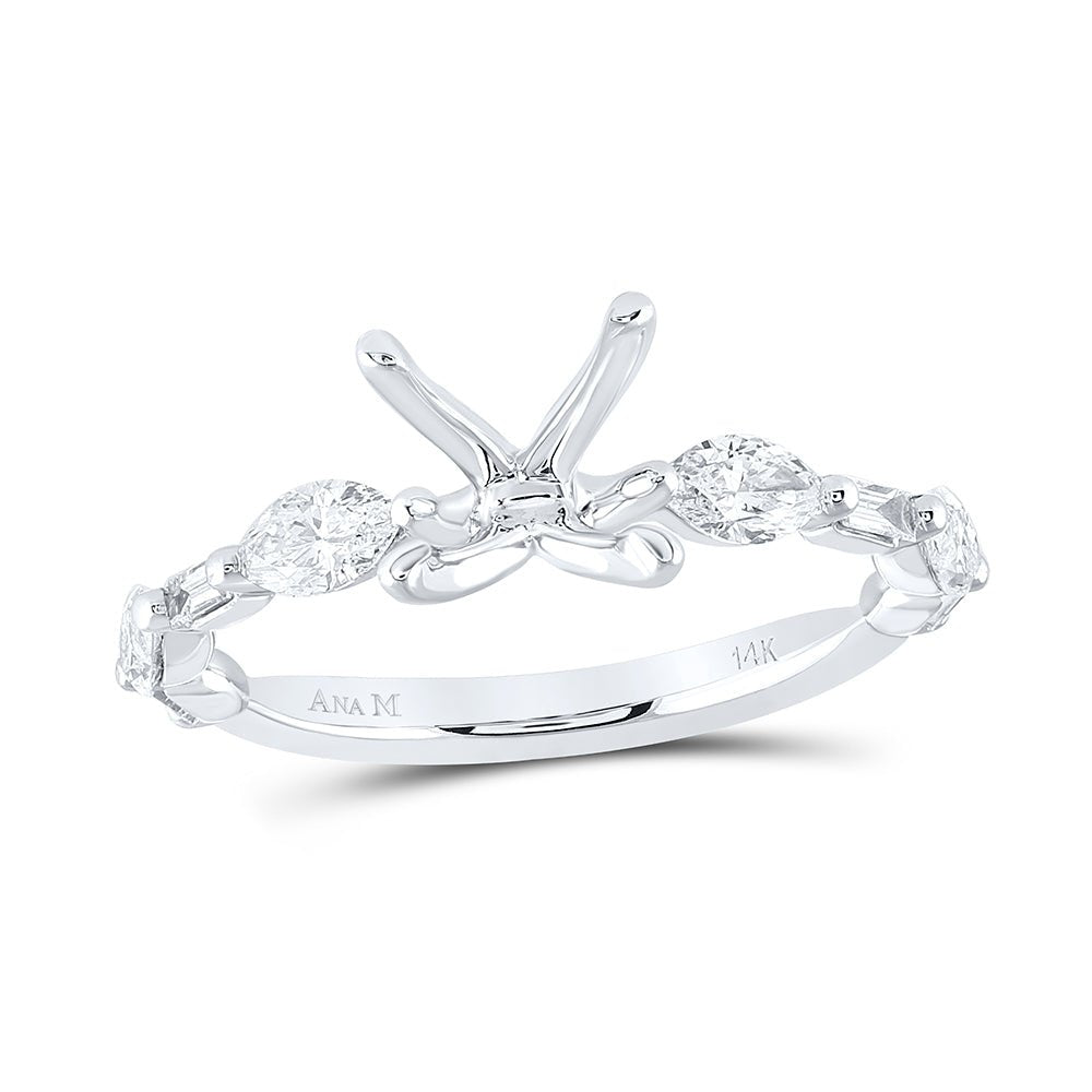 14K White Gold Diamond Semi Mount No Halo Engagement Ring 7/8 Cttw - Splendid Jewellery